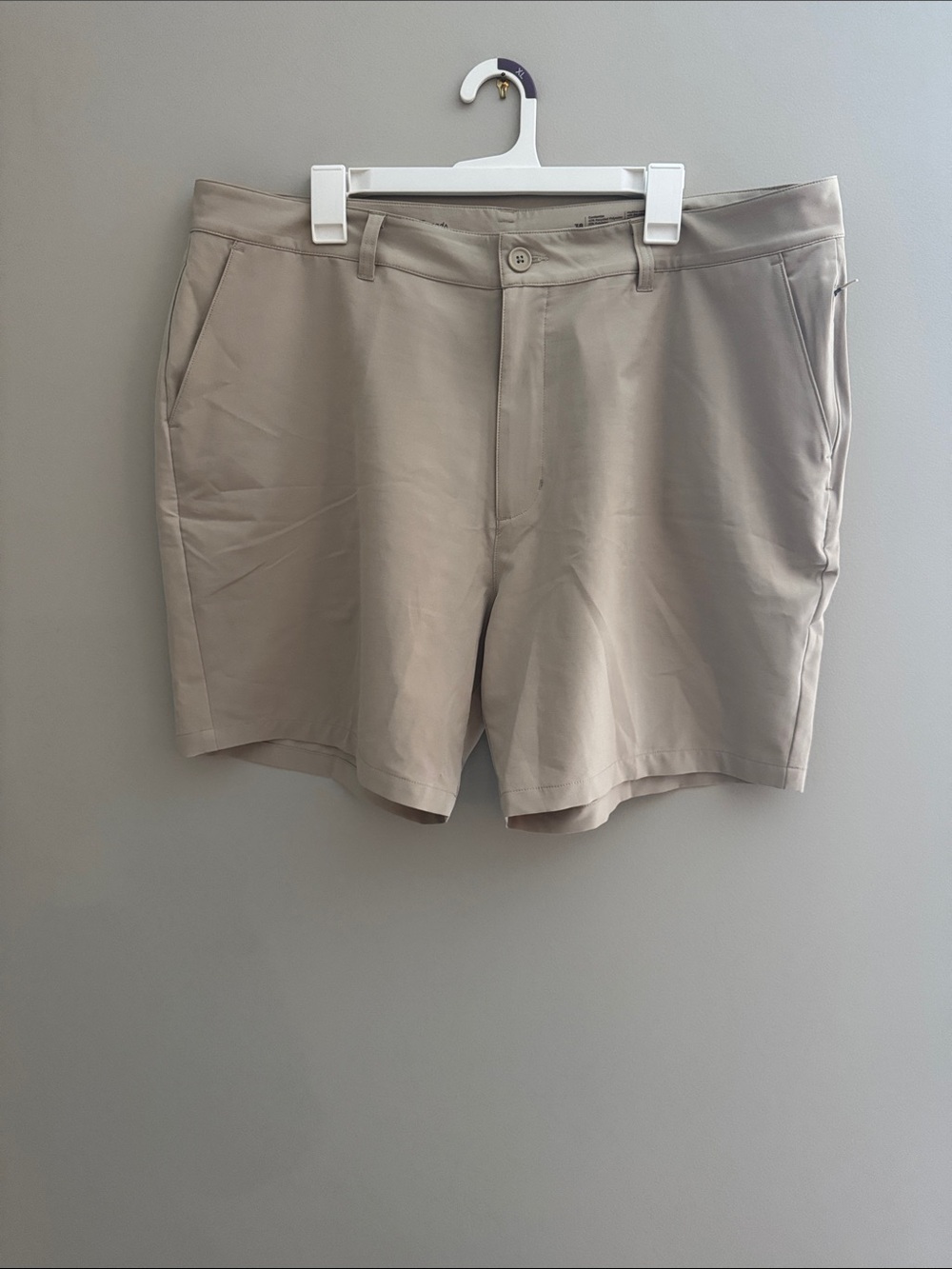 Men's Flat Front Chino Shorts in Light Taupe